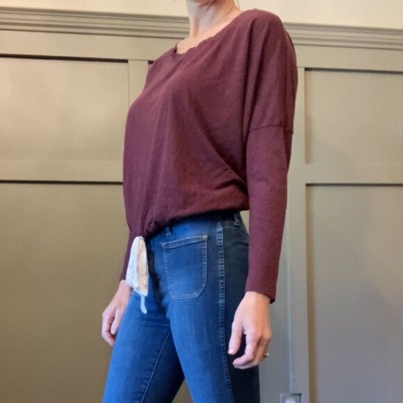 EBERJEY Heather Slouchy Lounge Tee Burgundy Size Small - Picture 2 of 8